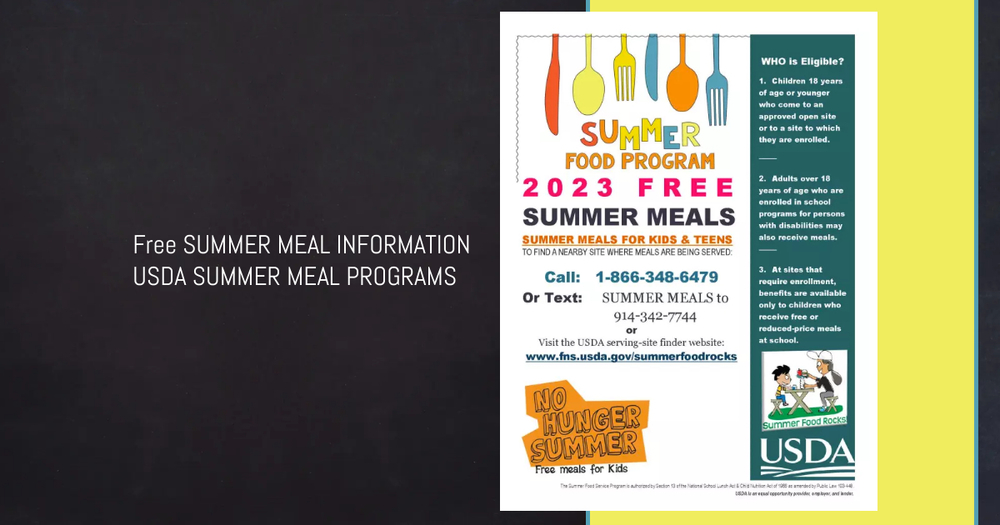 USDA flyer for summer meals with forks and spoons