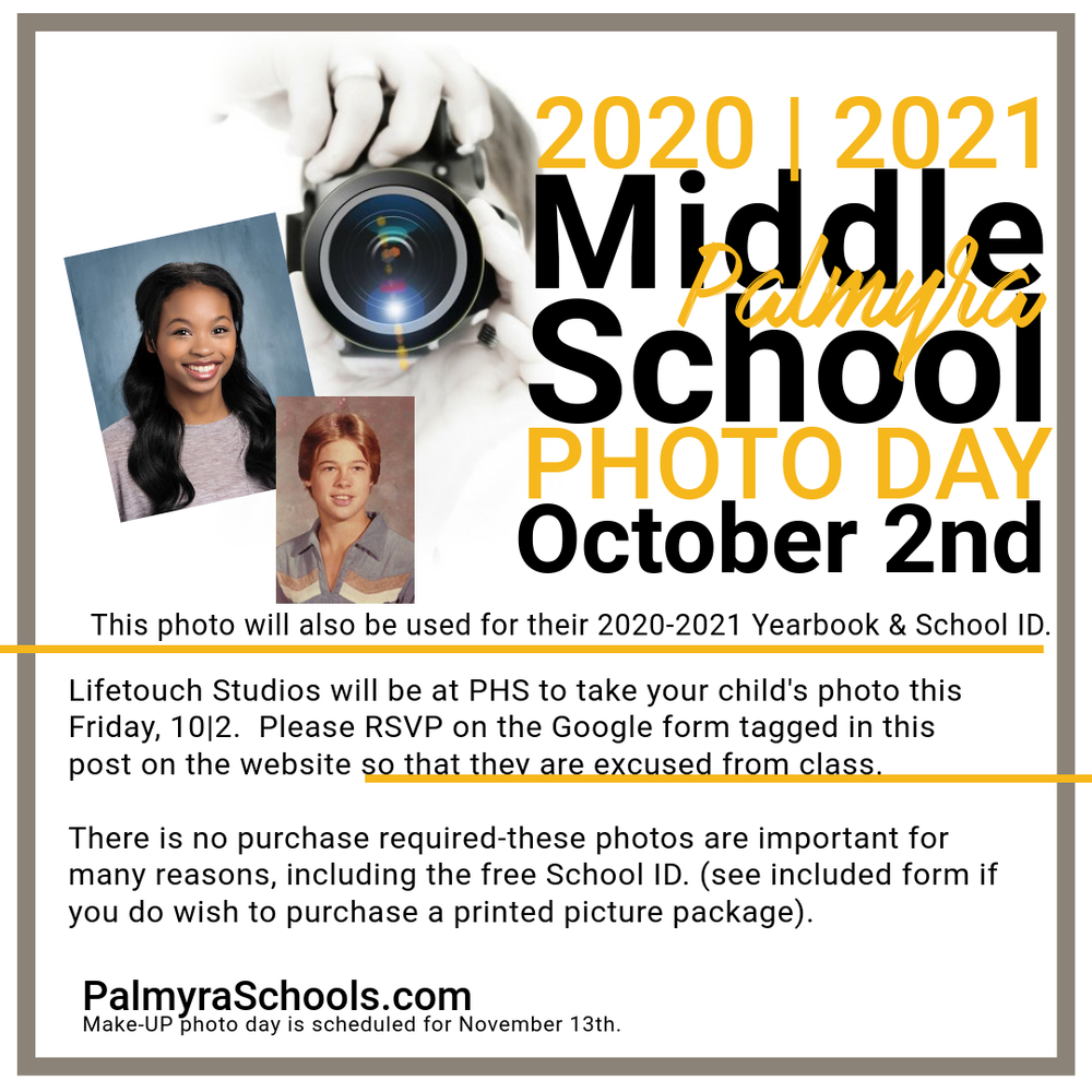 MIDDLE SCHOOL PICTURE DAY Palmyra Middle School