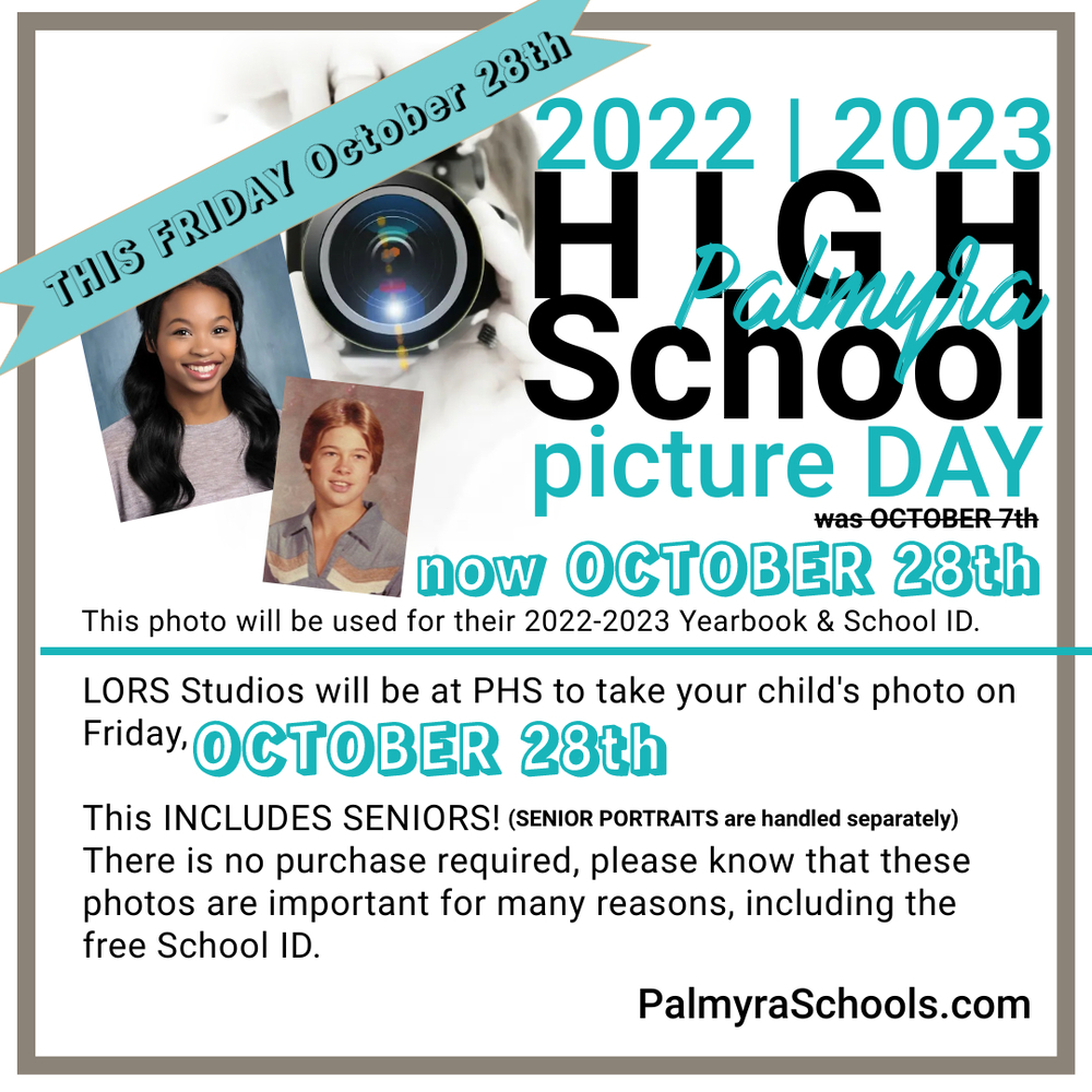 High School Picture day flyer in blue