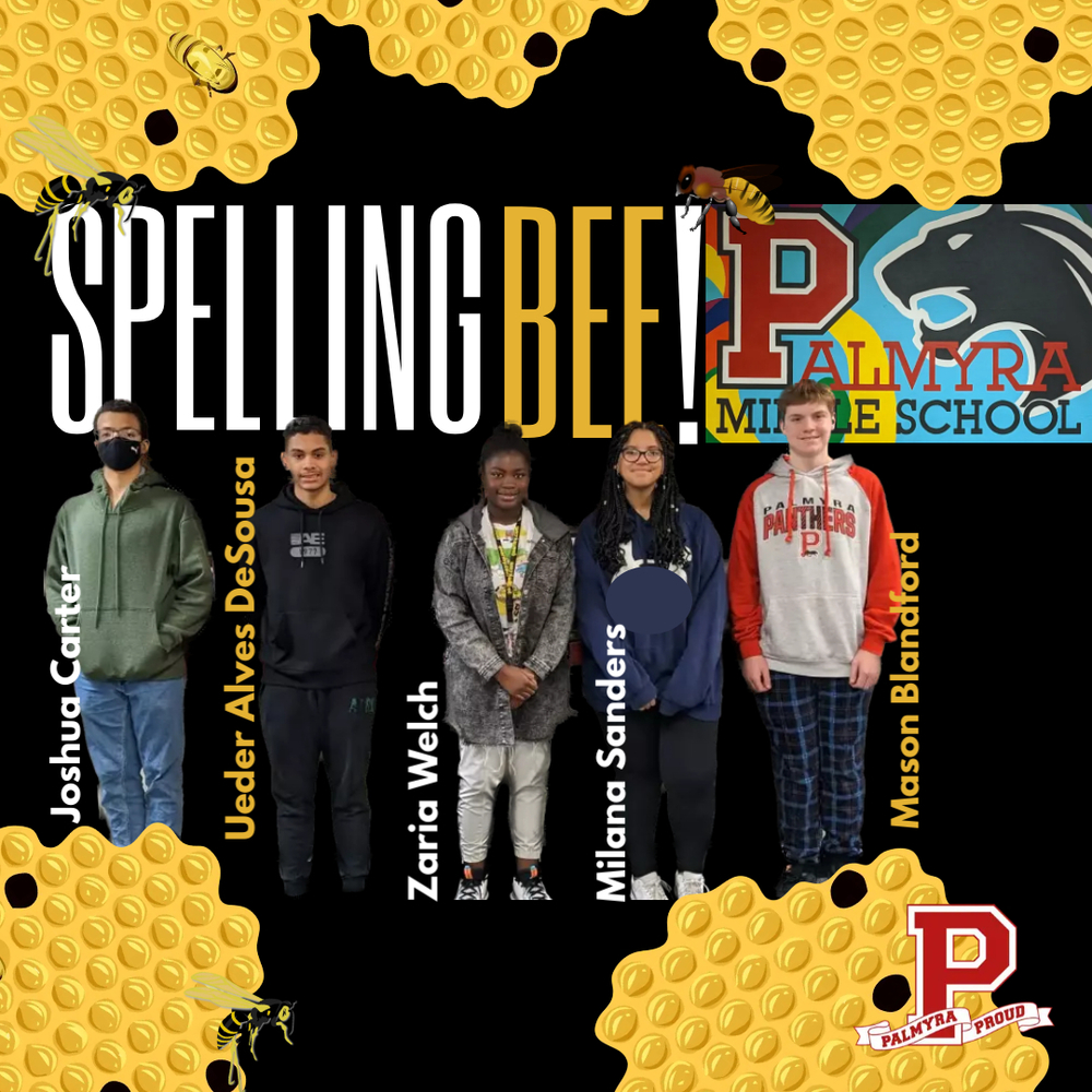 Middle School Spelling Team with bees and wax on graphic