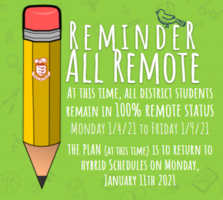 Schools Remain Remote 1/4-1/9