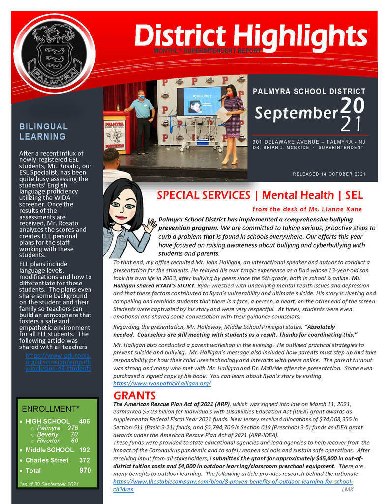 Monthly District Newsletter cover
