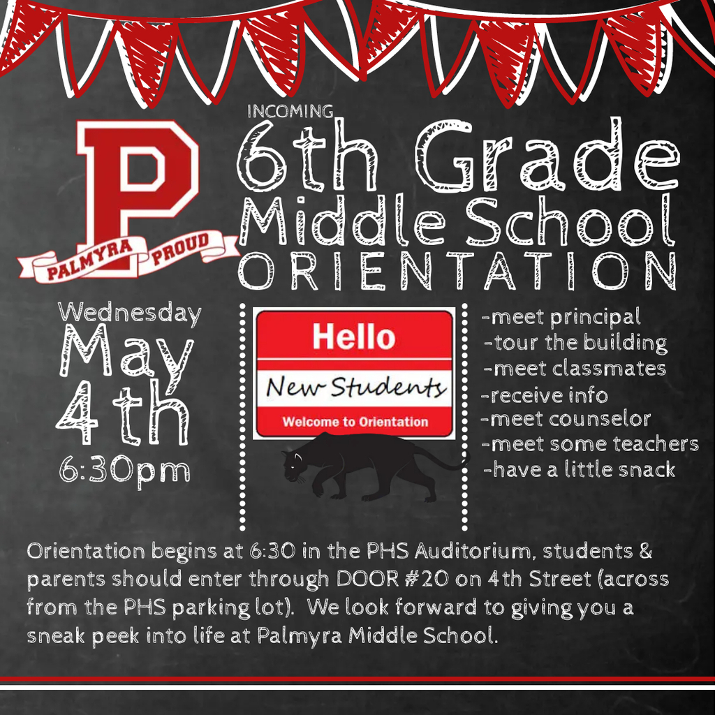 6th Grade Orientation for next year on blackboard