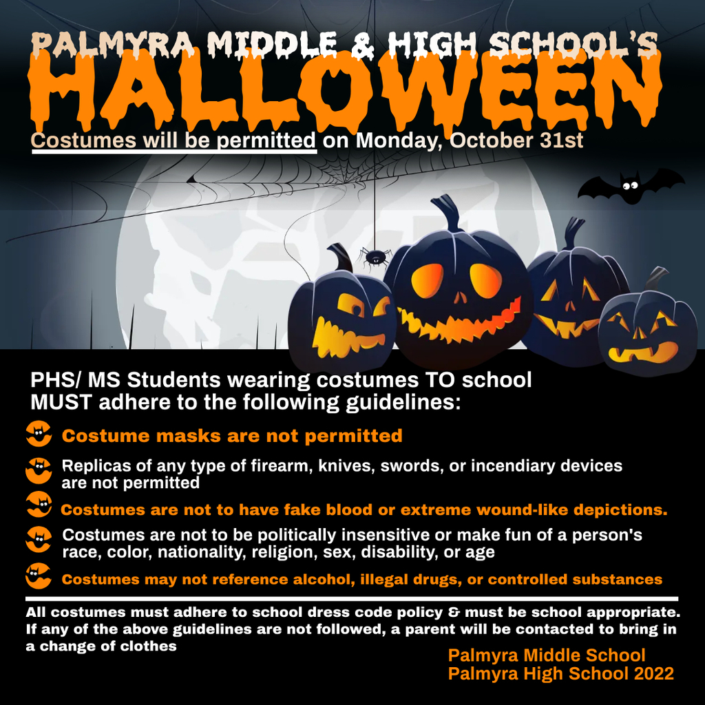 PHS/MS cOSTUME RULES FOR 10/31/22