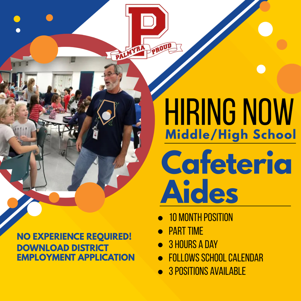 CAFETERIA aide positions available-photo of adult speaking to students in lunch room