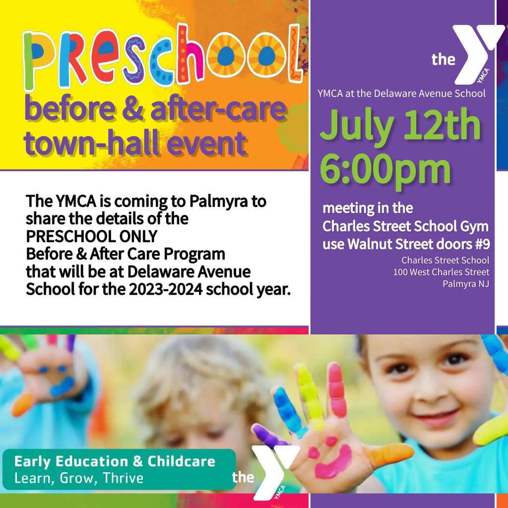 PRESCHOOL TOWN HALL EVENT WITH PAINT COLORS AND HAPPY CHILD FACES
