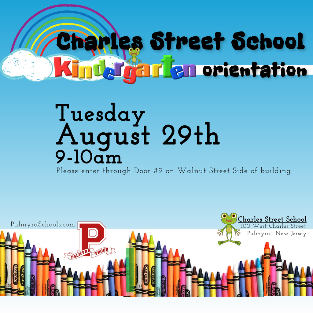 rainbow in the sky for CSS kindergarten orientation with crayon border