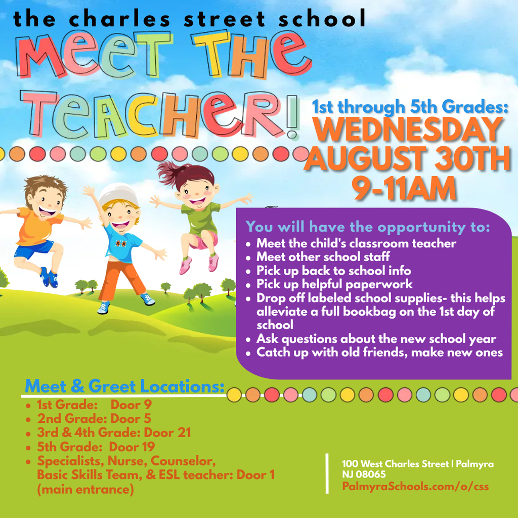 children playing outside pictured in MEET THE TEACHER event for CSS 8/30 at 9-11